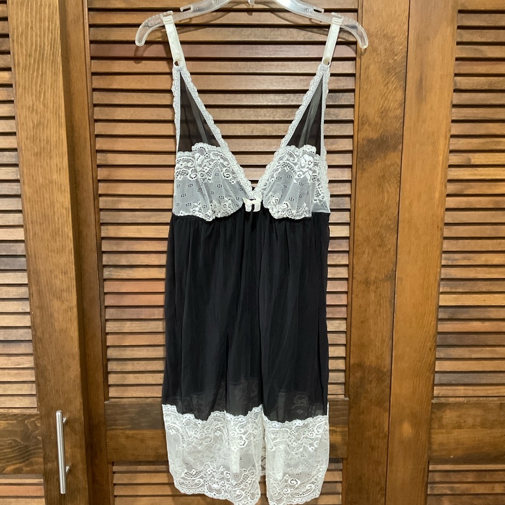 Large Black White Sheer Lace Nightie Lingerie Smart & Sexy Sleepwear Lace